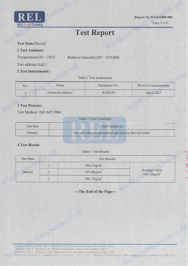 05 RELLAB EVA Fender Density Test Report
